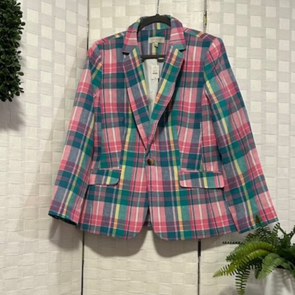 Spring/Summer Madras Plaid Blazer 16M - Picture 1 of 8